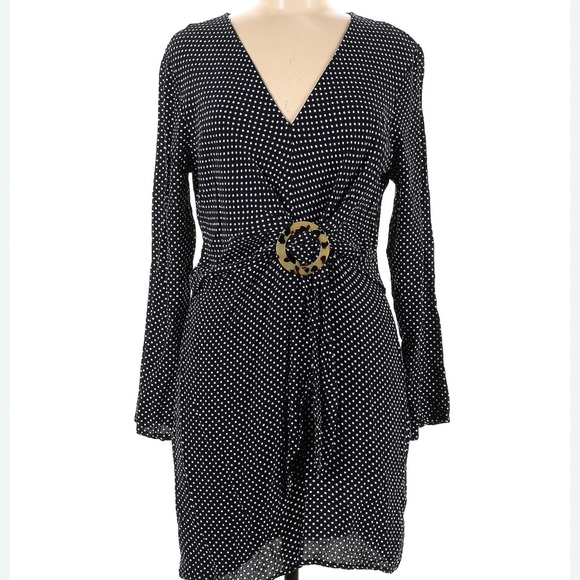 Topshop Navy and White Polka Dot Dress Size 6 - Picture 1 of 9